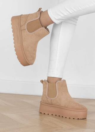 BEŻOWE OCIEPLANE ŚNIEGOWCE BOTKI PLATFORMA CINDINA