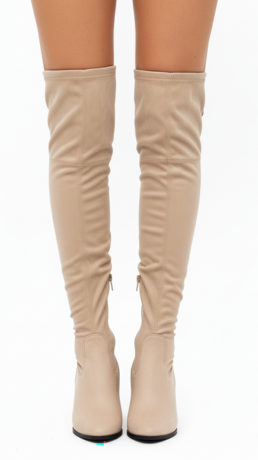 BEŻOWE DAMSKIE ZAMSZOWE KOZAKI NA ZAMEK TESSA 5