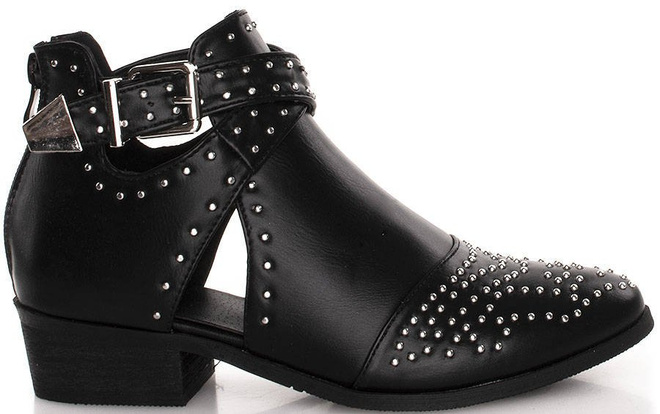 CZARNE SKÓRZANE BOTKI Z WYCIĘCIAMI DIREN 1