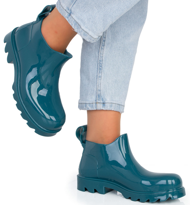 NIEBIESKIE DAMSKIE KRÓTKIE KALOSZE LAKIEROWANE WINSLOW 3