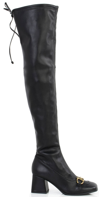 CZARNE SKÓRZANE KOZAKI ZA KOLANO WYSOKIE 1