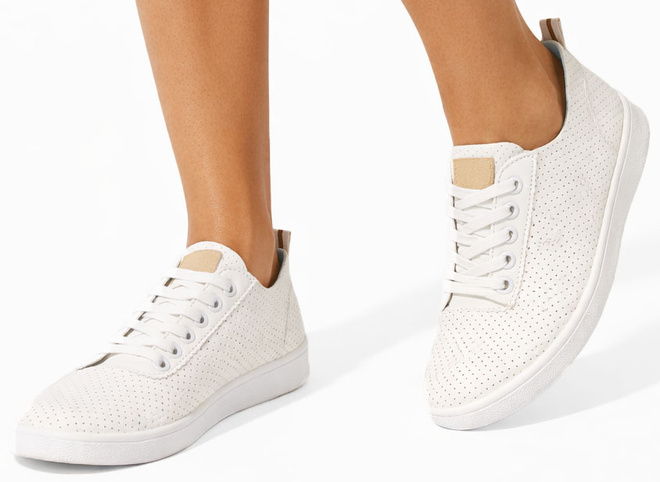 BIAŁE SKÓRZANE AŻUROWE TRAMPKI TENISÓWKI ZŁOTE WSTAWKI 4