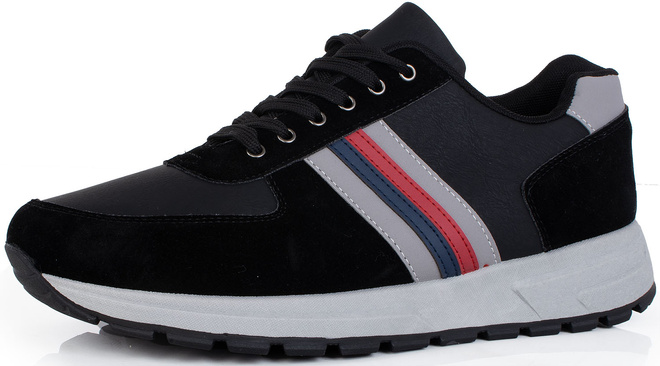 CZARNE SZNUROWANE SNEAKERSY MĘSKIE 3