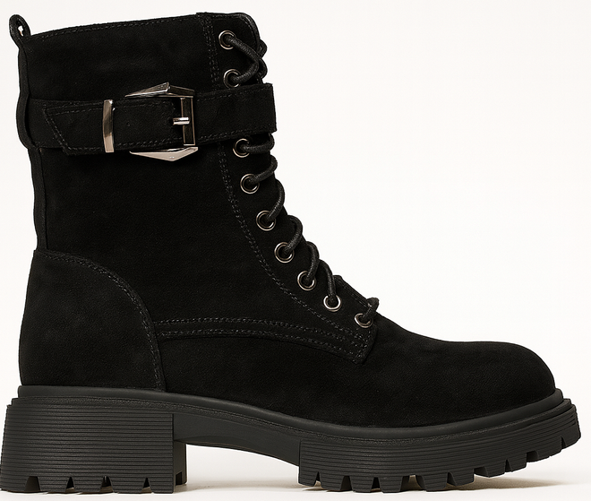 DAMSKIE CZARNE ZAMSZOWE BOTKI TRAPERY OCIEPLANE EVELORA 1