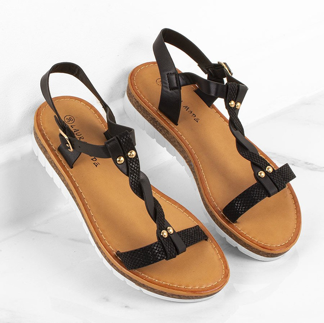 CZARNE SANDAŁY NA GRUBEJ PODESZWIE NEBI 3