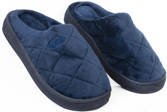 GRANATOWE MĘSKIE OCIEPLANE KAPCIE KLAPKI