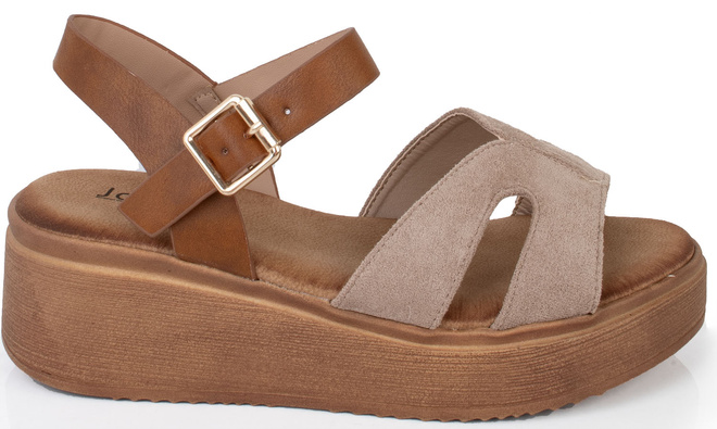 BEŻOWE SANDAŁY ESPADRYLE DAMSKIE NA PLATFORMIE JORMA 1