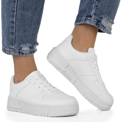 BIAŁE SNEAKERSY TRAMPKI KLASYCZNE NA PLATFORMIE AMELIA