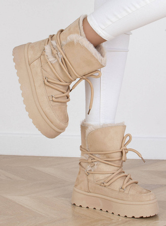 BEŻOWE ŚNIEGOWCE BOTKI  OCIEPLANE NA PLATFORMIE RANDEL