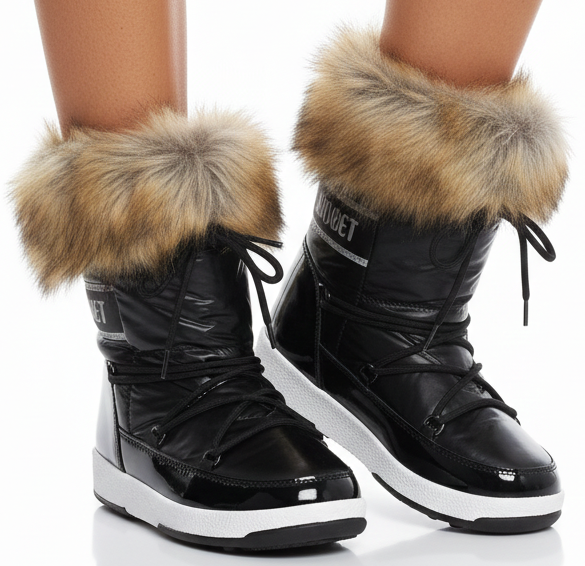 CZARNE ŚNIEGOWCE WSUWANE BOTKI OCIEPLANE  2