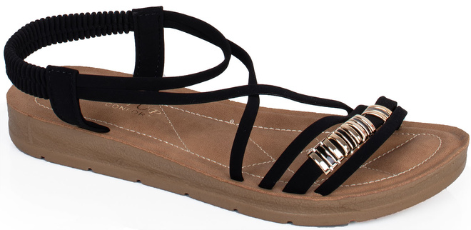 CZARNE DAMSKIE LEKKIE SANDAŁY KLAPKI WSUWANE ARIA 1