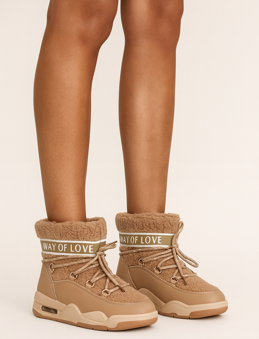 BEŻOWE OCIEPLANE ŚNIEGOWCE BOTKI PLATFORMA WSUWANE DOROMA