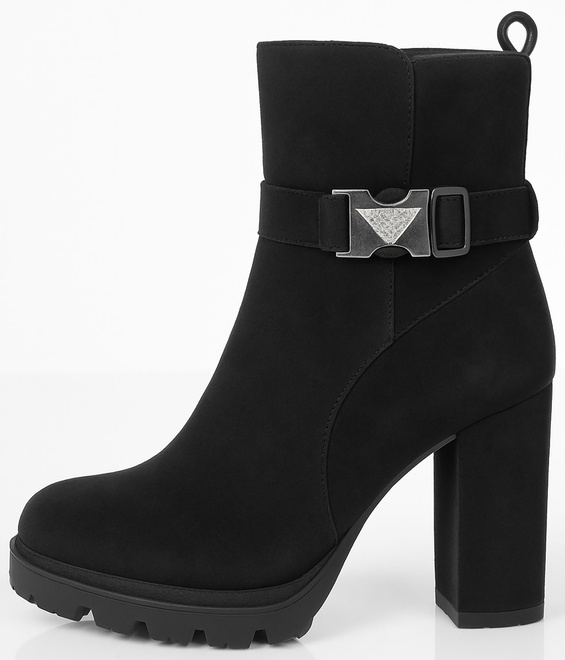 CZARNE DAMSKIE BOTKI NA SŁUPKU ZAMSZOWE OZDOBA MARGARET 3