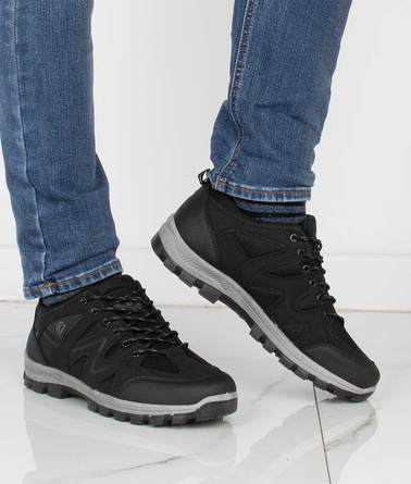 CZARNE MĘSKIE OCIEPLANE BUTY TREKKINGOWE