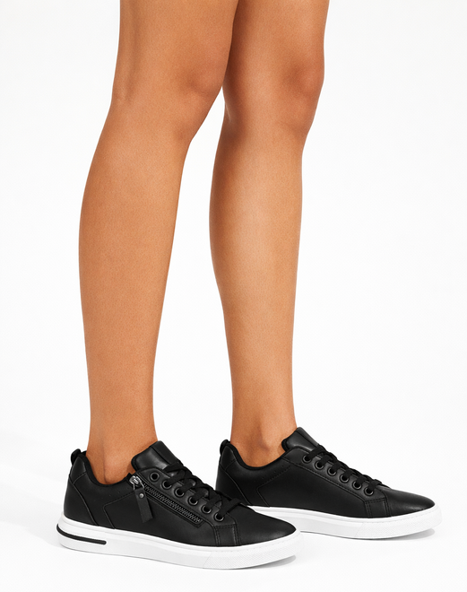 CZARNE TRAMPKI SNEAKERSY NA PLATFORMIE SZNUROWANE 7