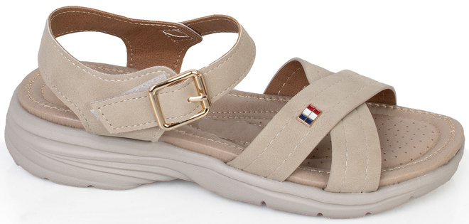 BEŻOWE DAMSKIE LEKKIE SANDAŁY RZEP ALORAH 1