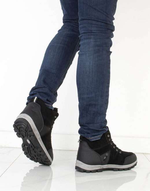 CZARNE MĘSKIE OCIEPLANE BUTY TREKKINGOWE 7