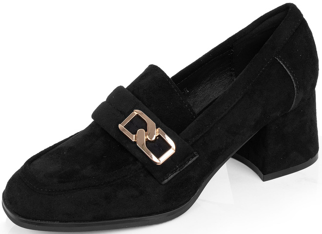 CZARNE PÓŁBUTY MOKASYNY ZAMSZOWE KLASYCZNE HAYLE 3