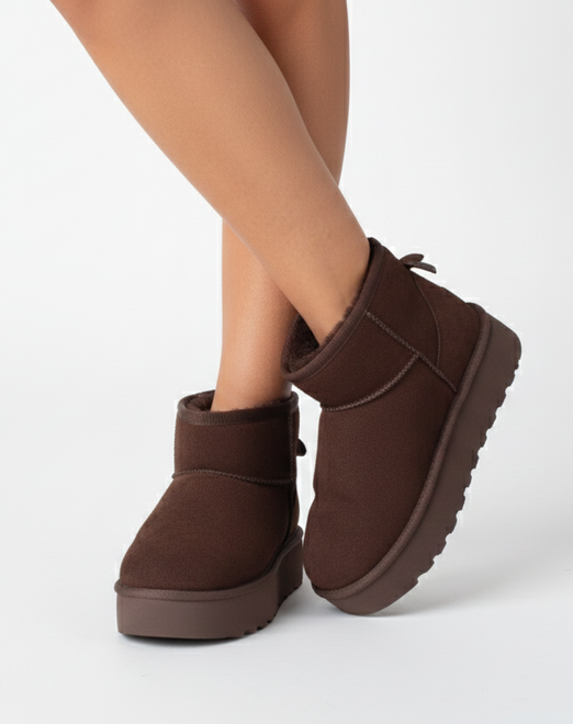 BRĄZOWE DZIECIĘCE ŚNIEGOWCE BOTKI OCIEPLANE NA PLATFORMIE 7