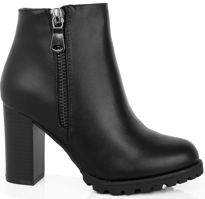 CZARNE DAMSKIE BOTKI NA SŁUPKU SKÓRZANE NA ZAMEK GART 1