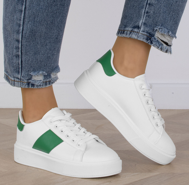 BIAŁE SNEAKERSY TRAMPKI KLASYCZNE NA PLATFORMIE SOFIA 8