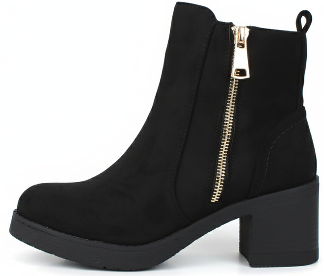 CZARNE DAMSKIE BOTKI NA SŁUPKU ZAMSZOWE OCIEPLANE DEVIORE 3