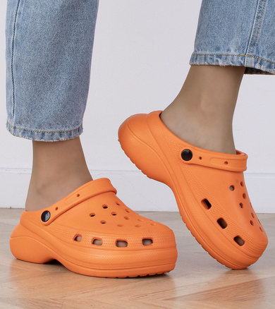 POMARAŃCZOWE DAMSKIE PIANKOWE KLAPKI NA GRUBEJ PODESZWIE CITRA