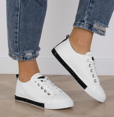 BIAŁE SKÓRZANE DAMSKIE TENISÓWKI MARINA