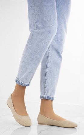 BEŻOWE AŻUROWE BALERINKI KAMI