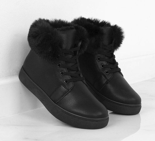 CZARNE SKÓRZANE OCIEPLANE TRAMPKI GABIE 5