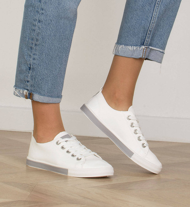BIAŁE TRAMPKI SKÓRZANE DAMSKIE TENISÓWKI