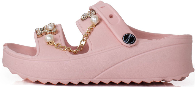 RÓŻOWE LEKKIE KLAPKI SANDAŁY Z OZDOBAMI AURORA 3