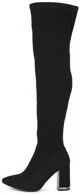 DAMSKIE CZARNE WYSOKIE KOZAKI ZAMSZOWE NA SŁUPKU ERANI 3