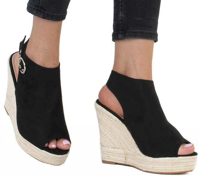 CZARNE SANDAŁY ESPADRYLE NA KOTURNIE BARIS 4
