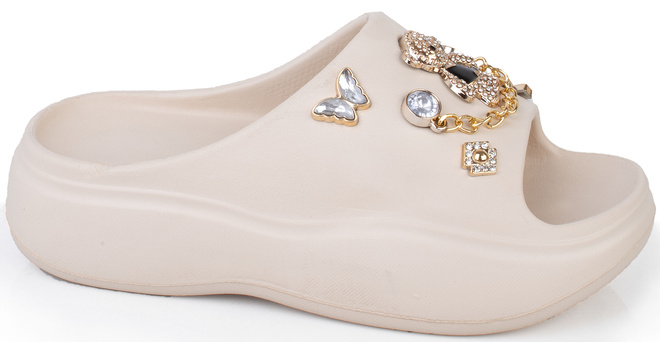 BEŻOWE LEKKIE KLAPKI SANDAŁY Z OZDOBAMI LIRIZA 1