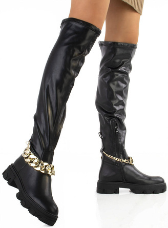 CZARNE SKÓRZANE KOZAKI ZA KOLANO SIMONE