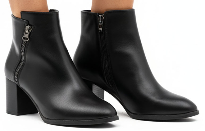 CZARNE DAMSKIE BOTKI NA SŁUPKU SKÓRZANE NA ZAMEK MILWA 2