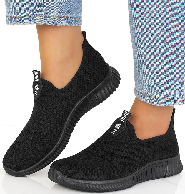 CZARNE BUTY SPORTOWE SNEAKERSY WSUWANE  4