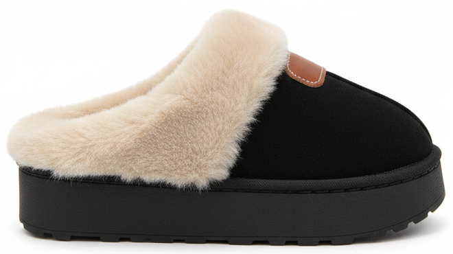 CZARNE KAPCIE OCIEPLANE NA GRUBEJ PODESZWIE WSUWANE CALVIRA 1