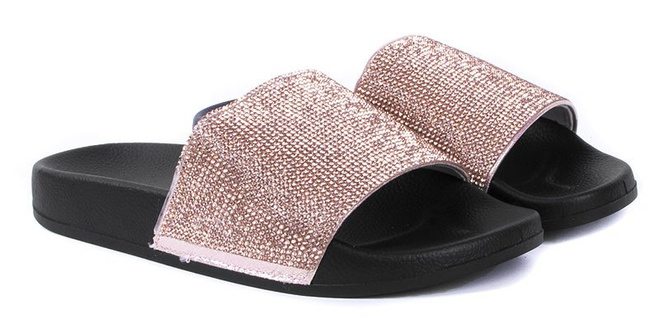 ZŁOTE GUMOWE KLAPKI Z CYRKONIAMI DIAMONDS