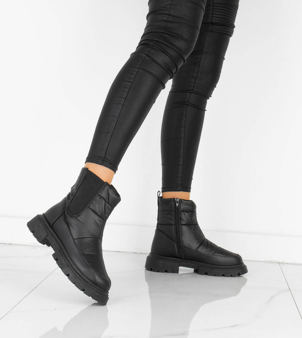 CZARNE ŚNIEGOWCE BOTKI  OCIEPLANE NA PLATFORMIE