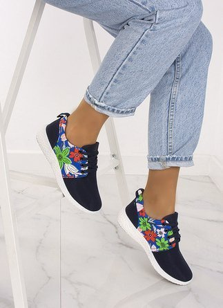 GRANATOWE SNEAKERSY FLOWERS
