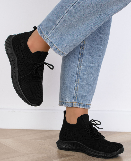 DAMSKIE CZARNE BUTY LEKKIE SNEAKERSY GRASA