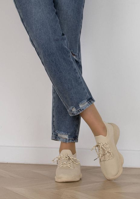 BEŻOWE DAMSKIE SNEAKERSY SPORTOWE TRAMPKI KAMALI 7
