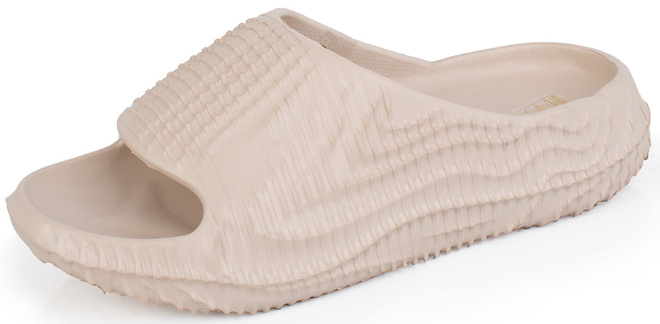 BEŻOWE DAMSKIE GUMOWE KLAPKI NA GRUBEJ PODESZWIE PERRI 3