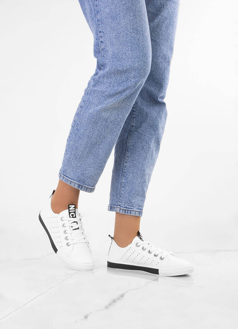 BIAŁE TRAMPKI DAMSKIE TENISÓWKI AŻUROWE MEDISON