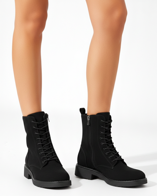 DAMSKIE CZARNE ZAMSZOWE BOTKI TRAPERY OCIEPLANE