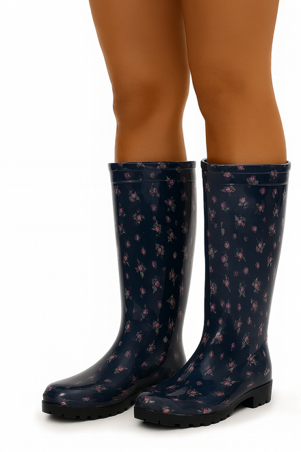 BŁYSZCZĄCE KALOSZE BOTKI SZTYBLETY GRANATOWE 4