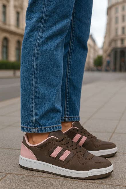 DAMSKIE BRĄZOWE SNEAKERSY TRAMPKI SKÓRZANE RIDA