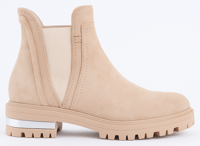 BEŻOWE ZAMSZOWE DAMSKIE BOTKI SZTYBLETY PLATFORMA NIVITA 1